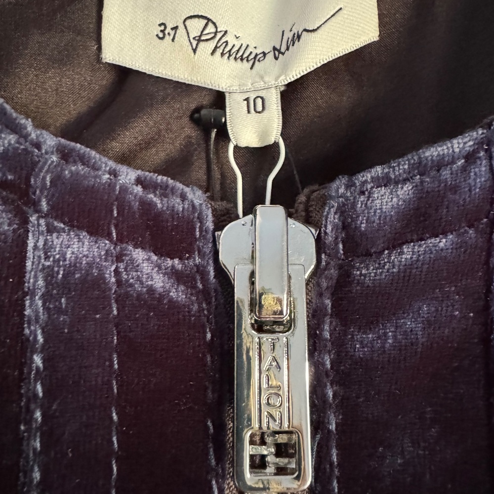 NWT - Size 10 Philip Lim Velvet Zipper Dress With Pleated Hem - Picture 7 of 7